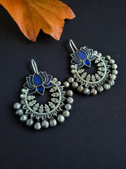 Lotus Shaped Meenakari Hook Earring