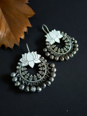 Lotus Shaped Meenakari Hook Earring