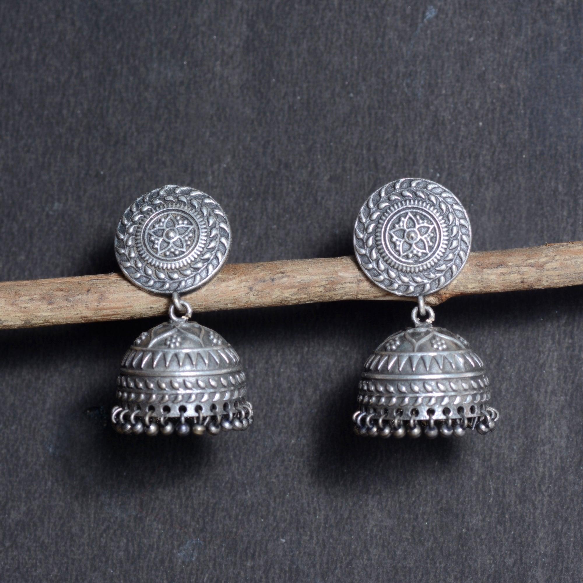 Trendy Oxidized Silver Look alike Regular Jhumka earring - Dynamic Jewelove