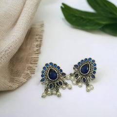 Oxidized Silver Jhumkas 