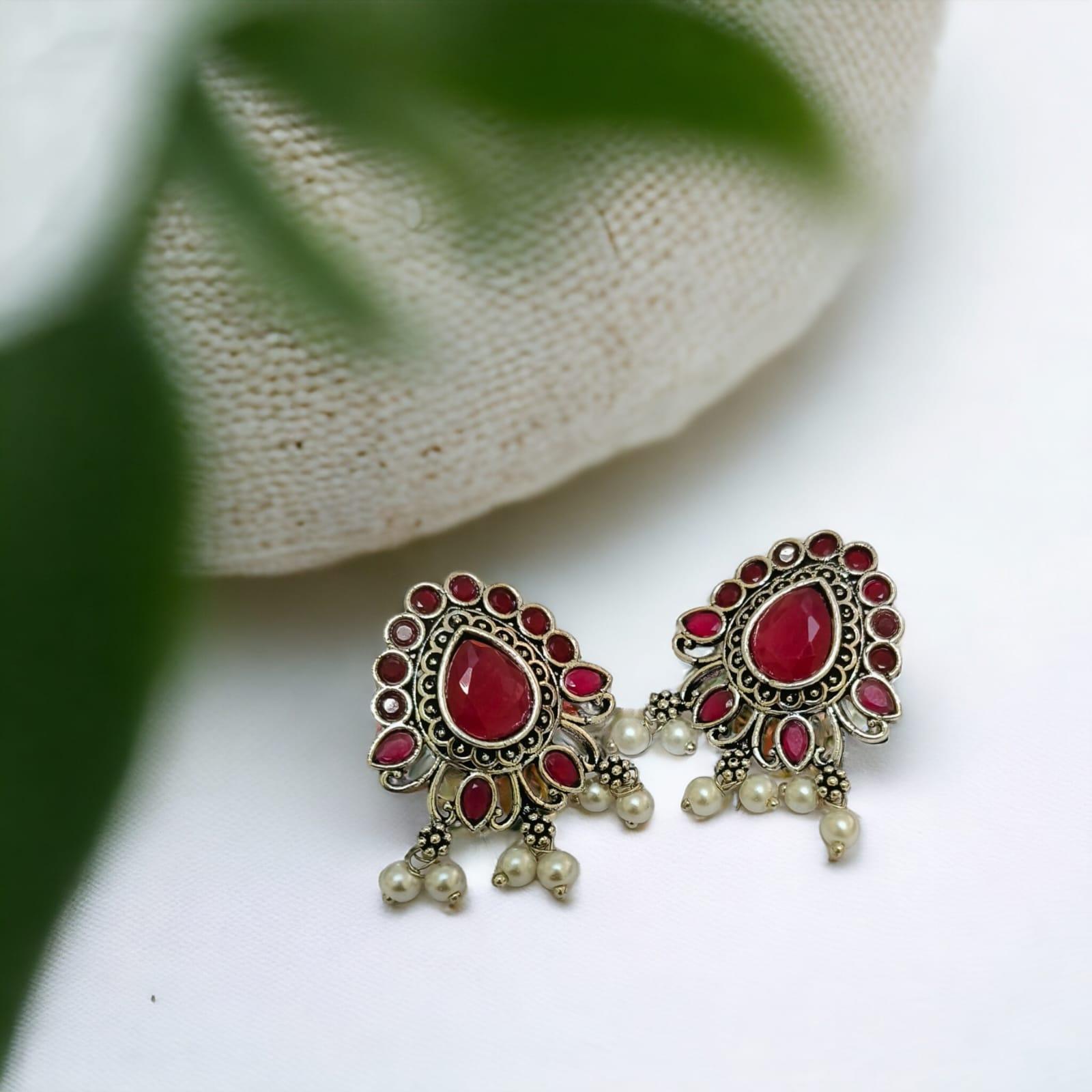 Oxidized Silver Jhumkas 