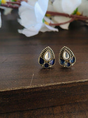 Enamel Stud with Polki Stone Earring | Dynamic Jewelove