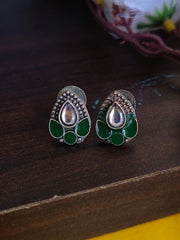 Enamel Stud with Polki Stone Earring | Dynamic Jewelove