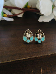 Enamel Stud with Polki Stone Earring | Dynamic Jewelove