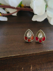 Enamel Stud with Polki Stone Earring | Dynamic Jewelove