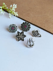 Delicate Dance Oxidized Nosepins | Dynamic Jewelove