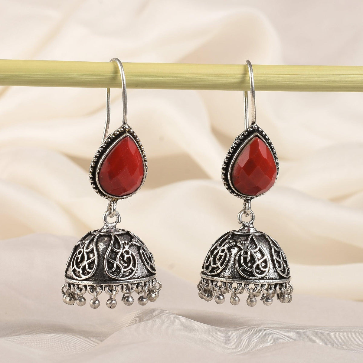 Oxidised Silver Black Jhumka | Dynamic Jewelove