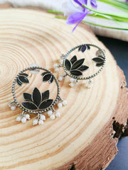 Lotus Style Enamel Earrings | Dynamic Jewelove