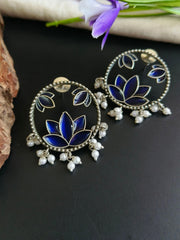 Lotus Style Enamel Earrings | Dynamic Jewelove