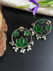 Lotus Style Enamel Earrings | Dynamic Jewelove