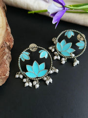 Lotus Style Enamel Earrings | Dynamic Jewelove