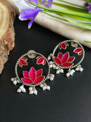 Lotus Style Enamel Earrings | Dynamic Jewelove