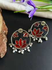 Lotus Style Enamel Earrings | Dynamic Jewelove