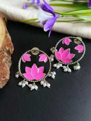 Lotus Style Enamel Earrings | Dynamic Jewelove