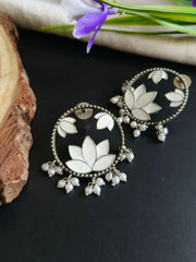 Lotus Style Enamel Earrings | Dynamic Jewelove