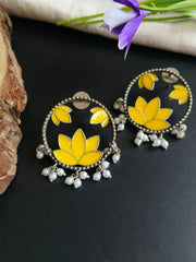 Lotus Style Enamel Earrings | Dynamic Jewelove