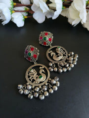 Pecock Enamel with Ghungroo Earring | Dynamic Jewelove