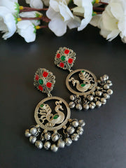 Pecock Enamel with Ghungroo Earring | Dynamic Jewelove