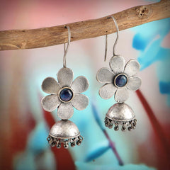 Oxidised Flower Oxidised Hook Jhumki | Dynamic Jewelove