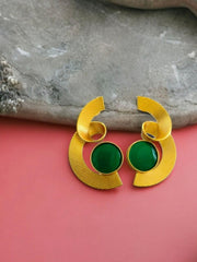 New Look Gold Plated Earring with Monalisa Stone | Dynamic Jewelove