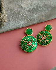 Round Stud Earring With Round Monalisa Stone | Dynamic Jewelove