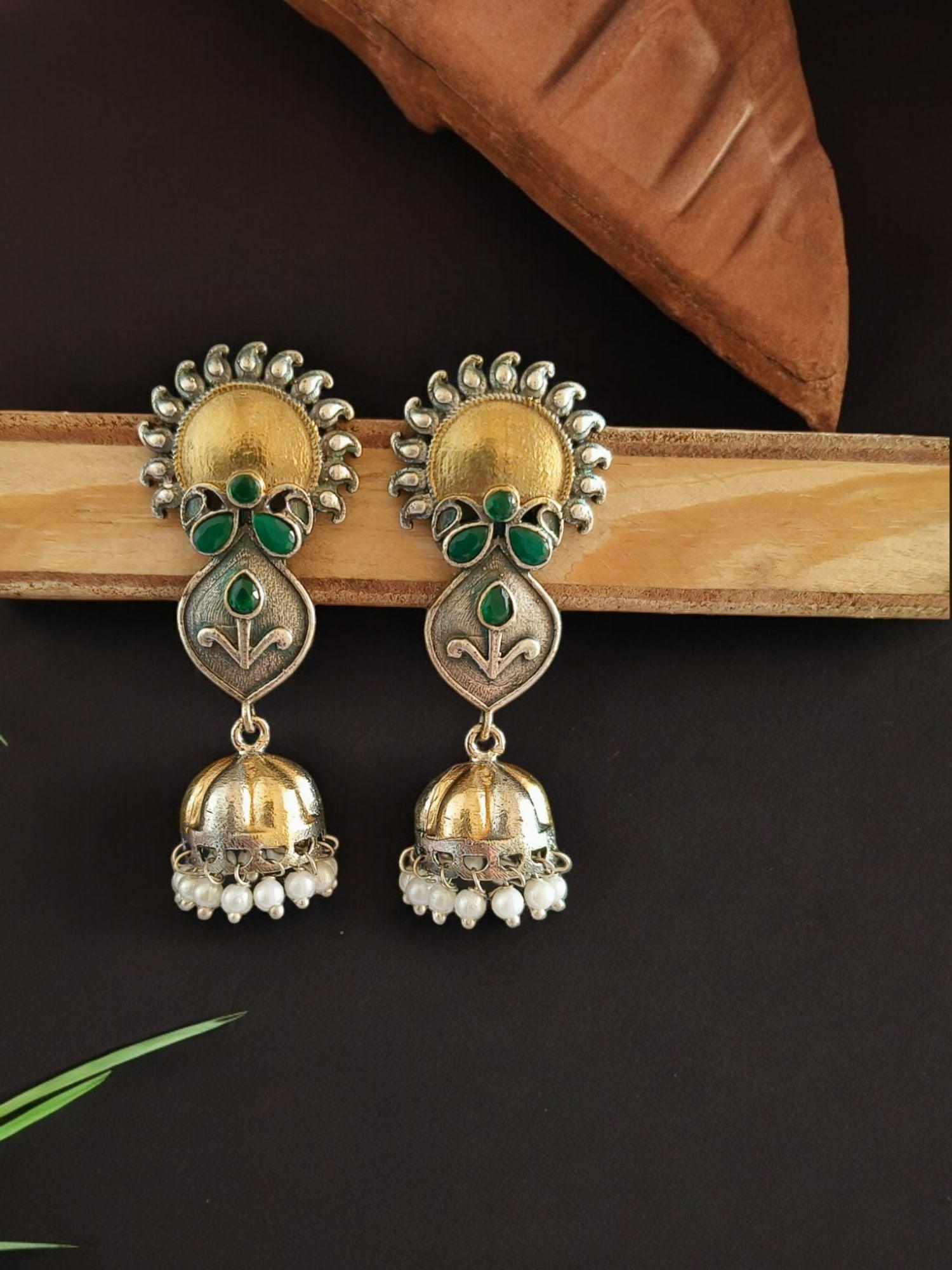 Golden Oxidised Jhumka