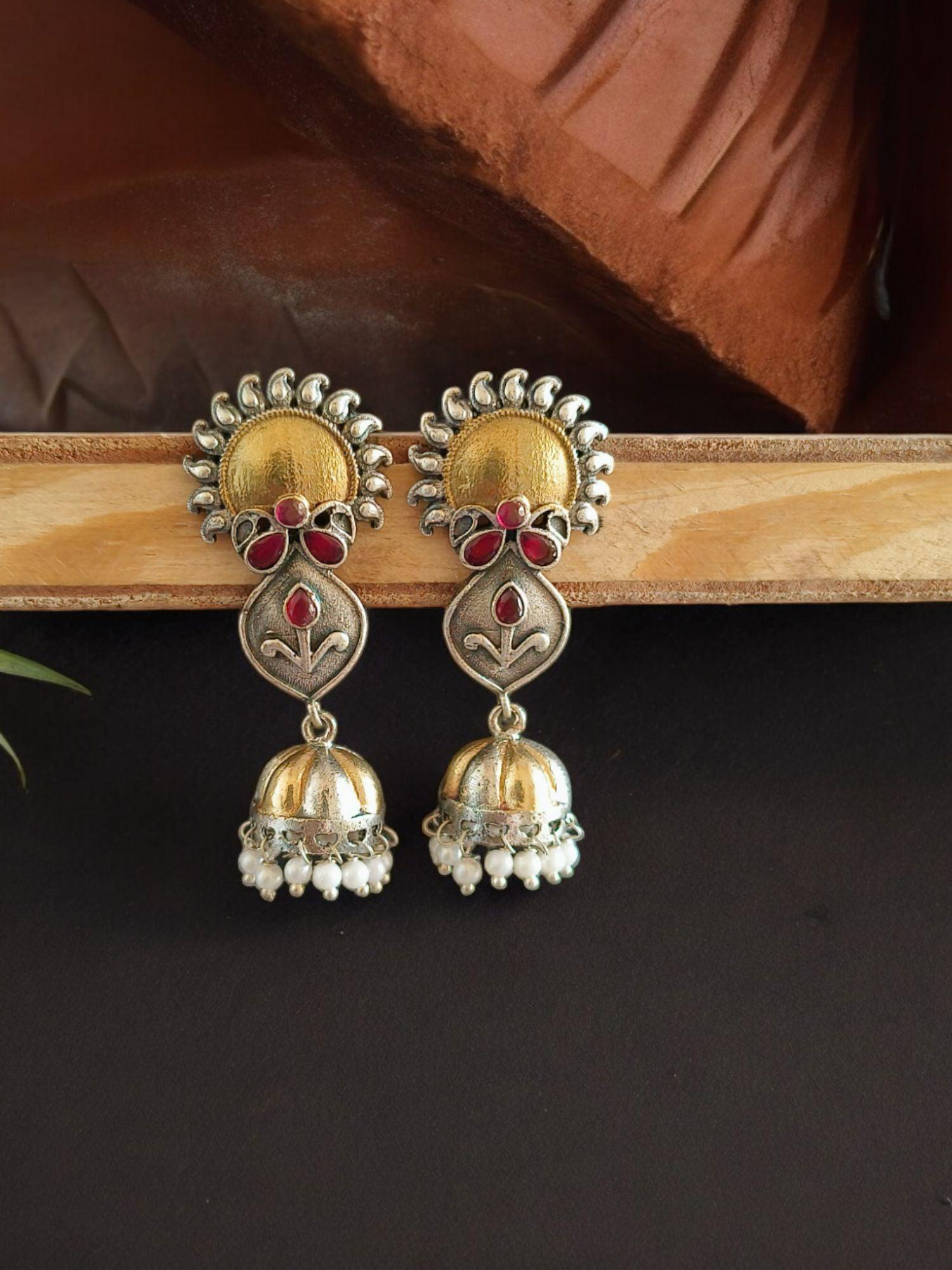 Golden Oxidised Jhumka