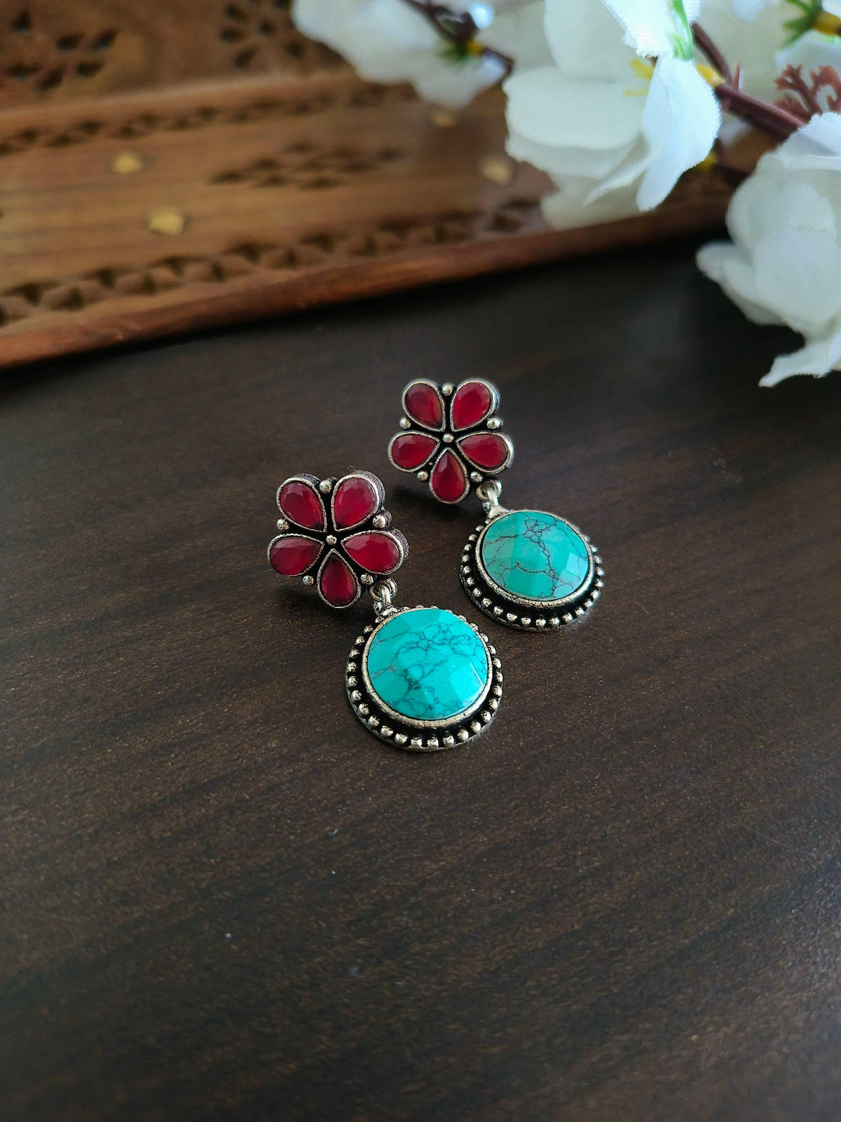 Heritage Flora Oxidized Earrings | Dynamic Jewelove