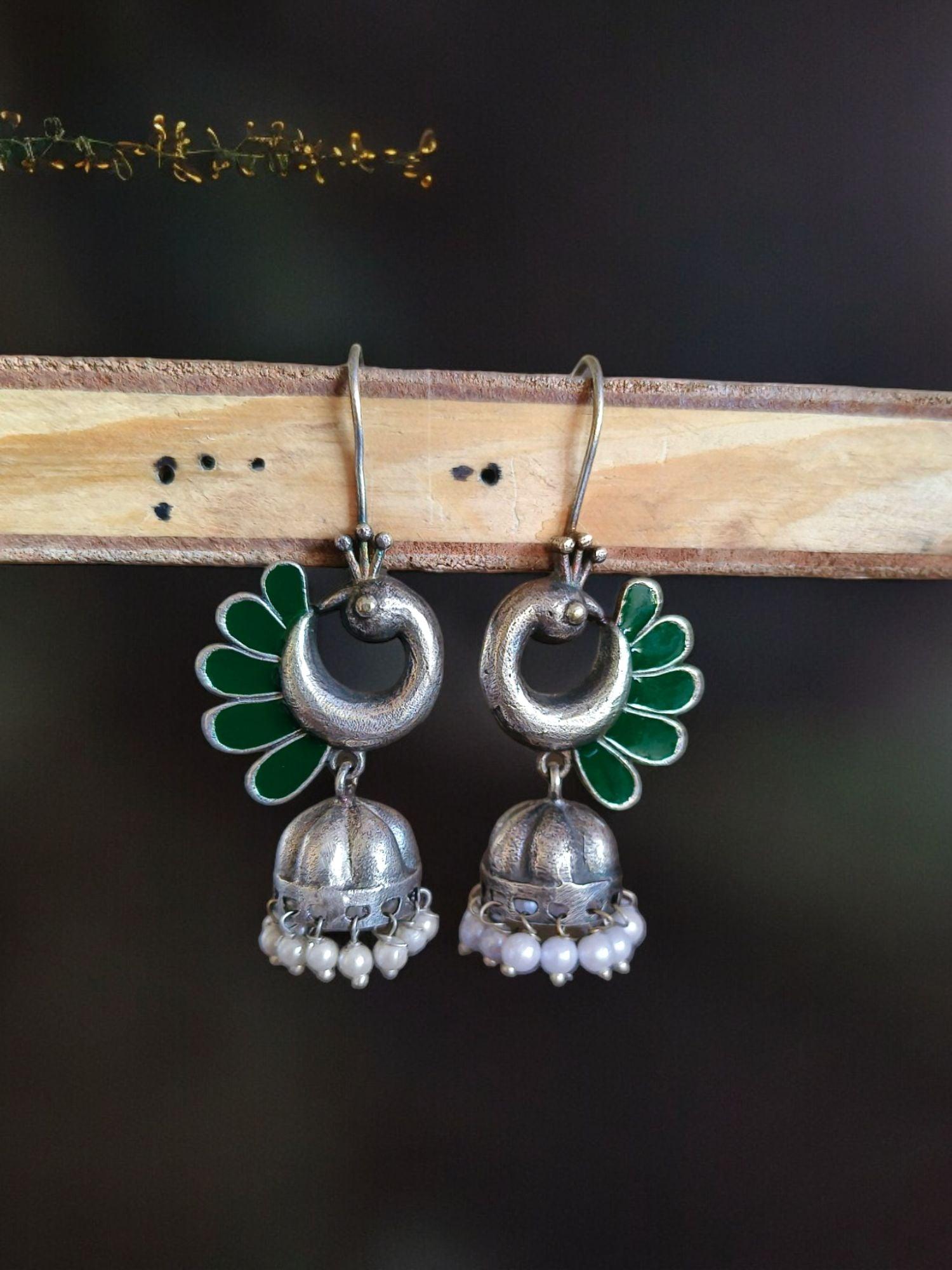 Oxidised jhumka earrings