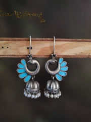 Peacock Oxidised Jhumka Earrings | Dynamic Jewelove