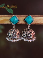 Oxidised Jhumkas with Pearl | Dynamic Jewelove