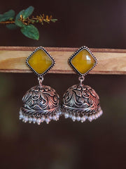 Oxidised Jhumkas with Pearl | Dynamic Jewelove