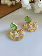 Monalisa Stone Golden Dangler Earring | Dynamic Jewelove