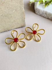 Floral Golden Stud Earrings | Dynamic Jewelove