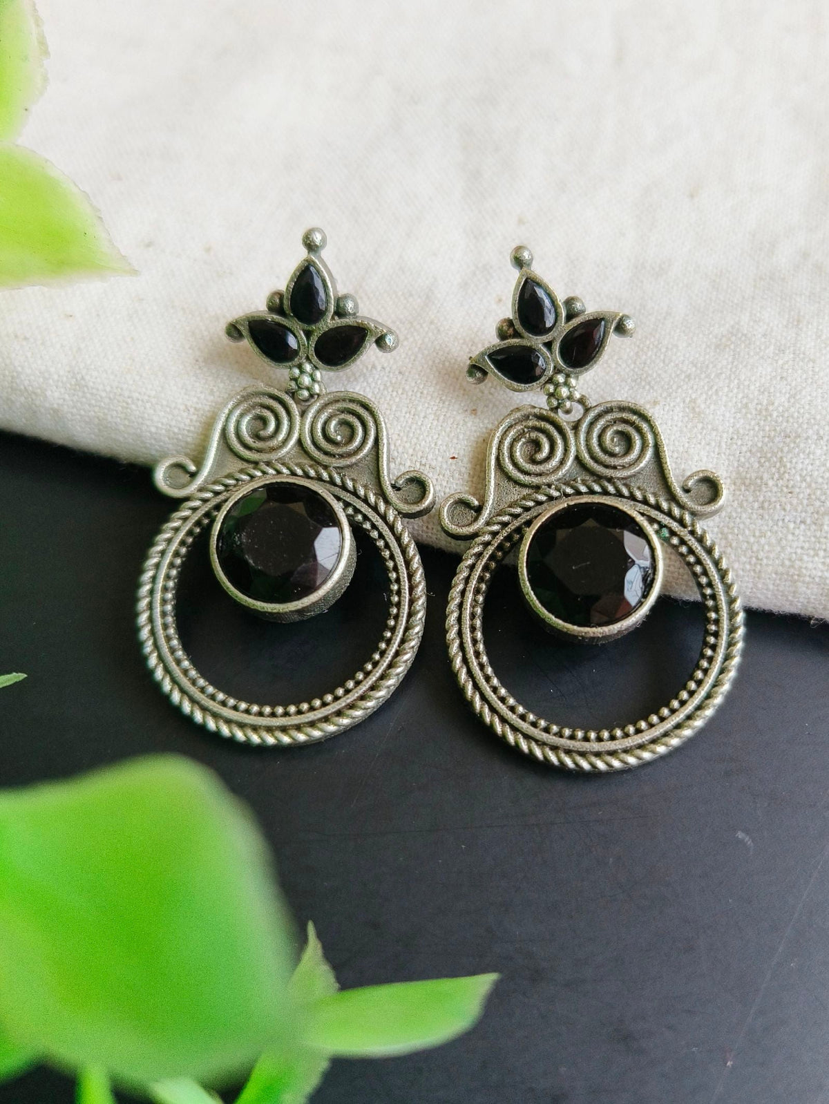 Oxidised Dangler Earrings