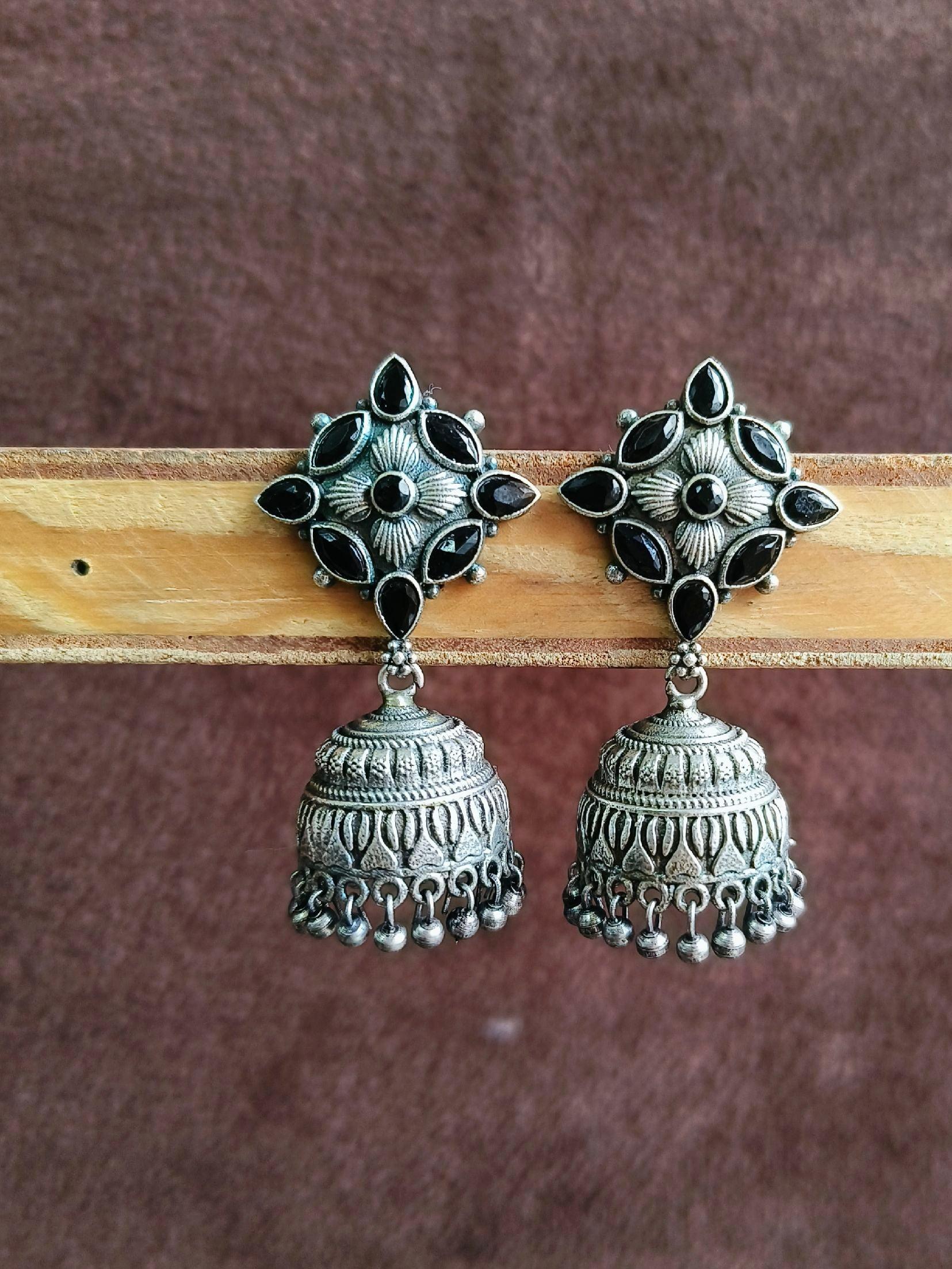 Oxidized Jhumka Earring 