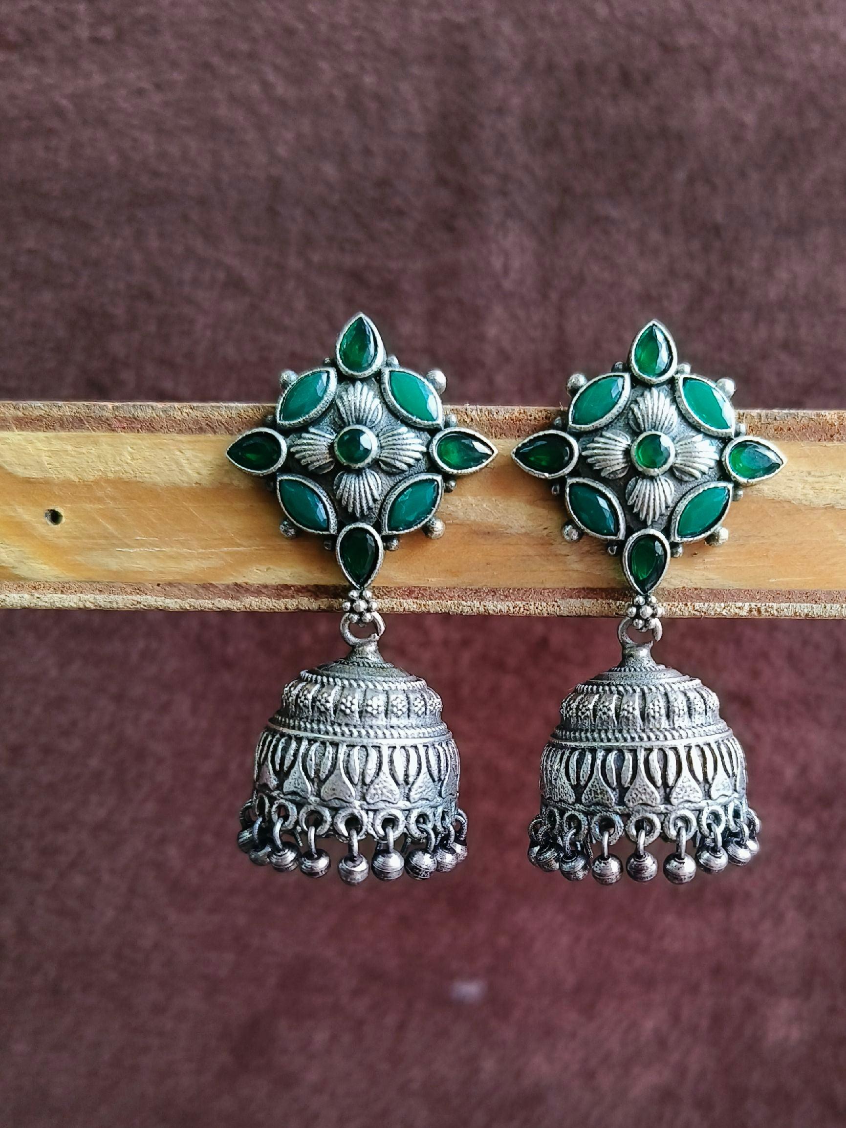 Oxidized Jhumka Earring 