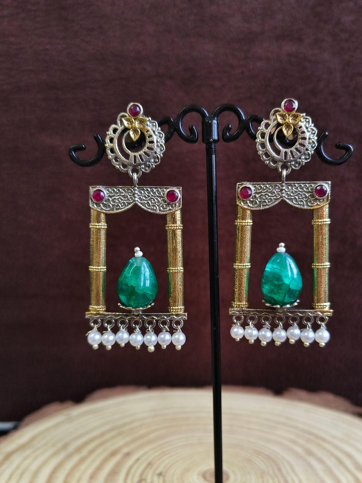 Dual Tone Dangler Earrings