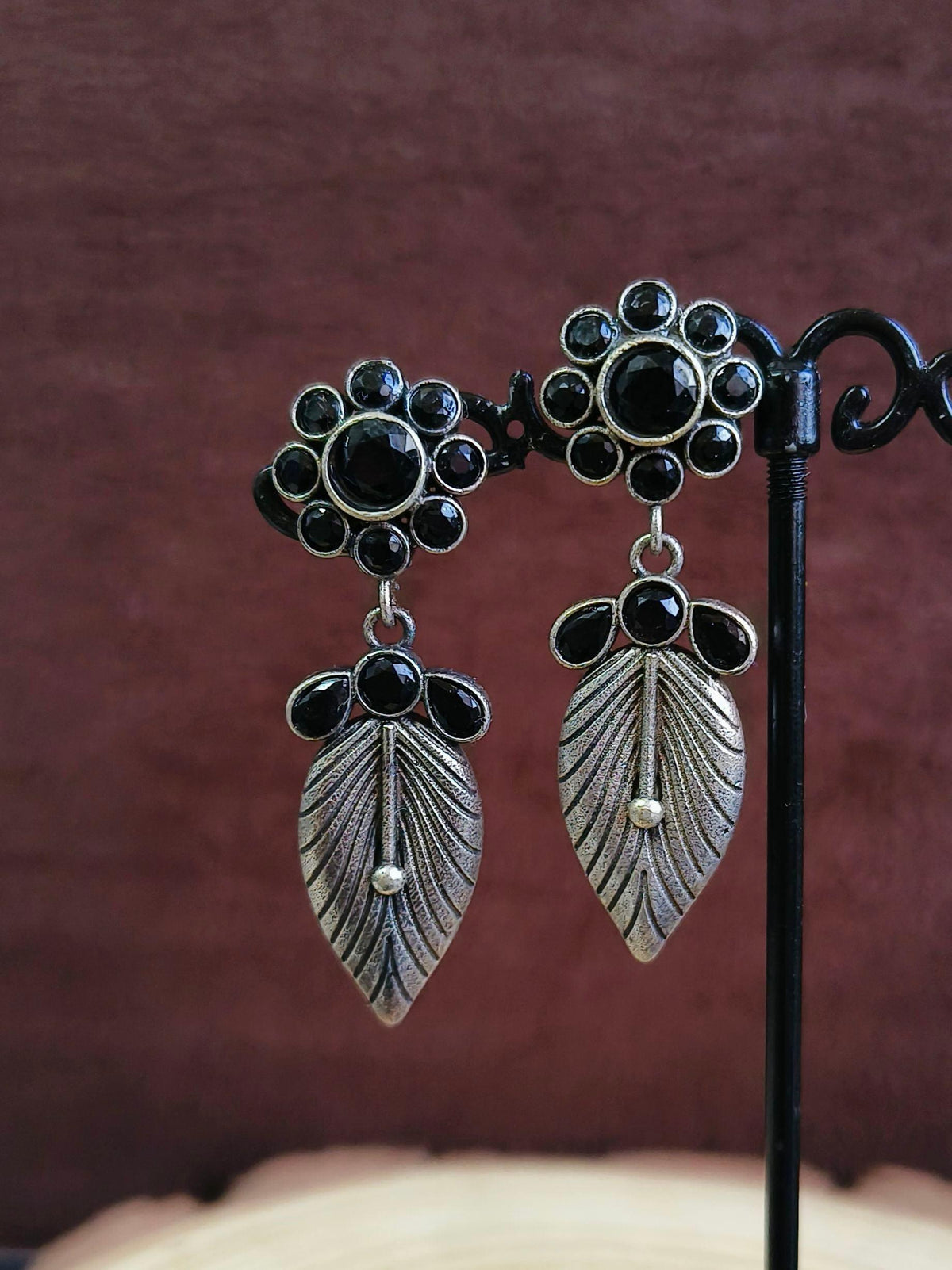 Leaf Oxidised Dangler Earrings | Dynamic Jewelove