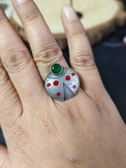 Unique Enamel Ring with Stone | Dynamic Jewelove