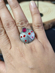 Unique Enamel Ring with Stone | Dynamic Jewelove