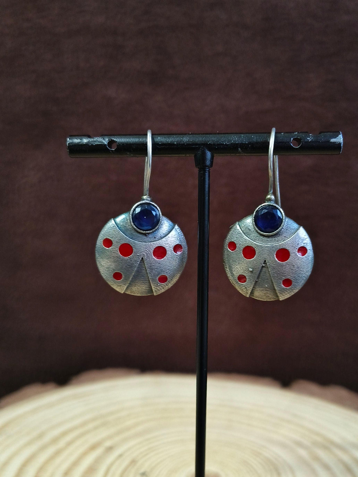 Stone Oxidised Hook Earrings | Dynamic Jewelove