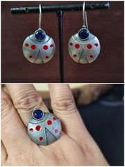 Unique Enamel Hook Earring and Ring with Stone | Dynamic Jewelove