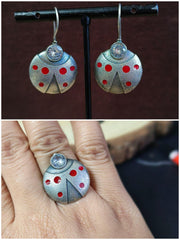 Unique Enamel Hook Earring and Ring with Stone | Dynamic Jewelove