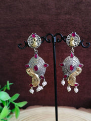 Peacock Oxidised Pearl Jhumki | Dynamic Jewelove