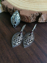 oxidized hook earrings with ring