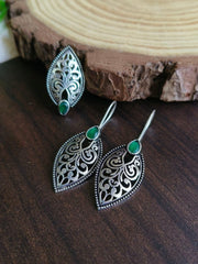 oxidized hook earrings with ring