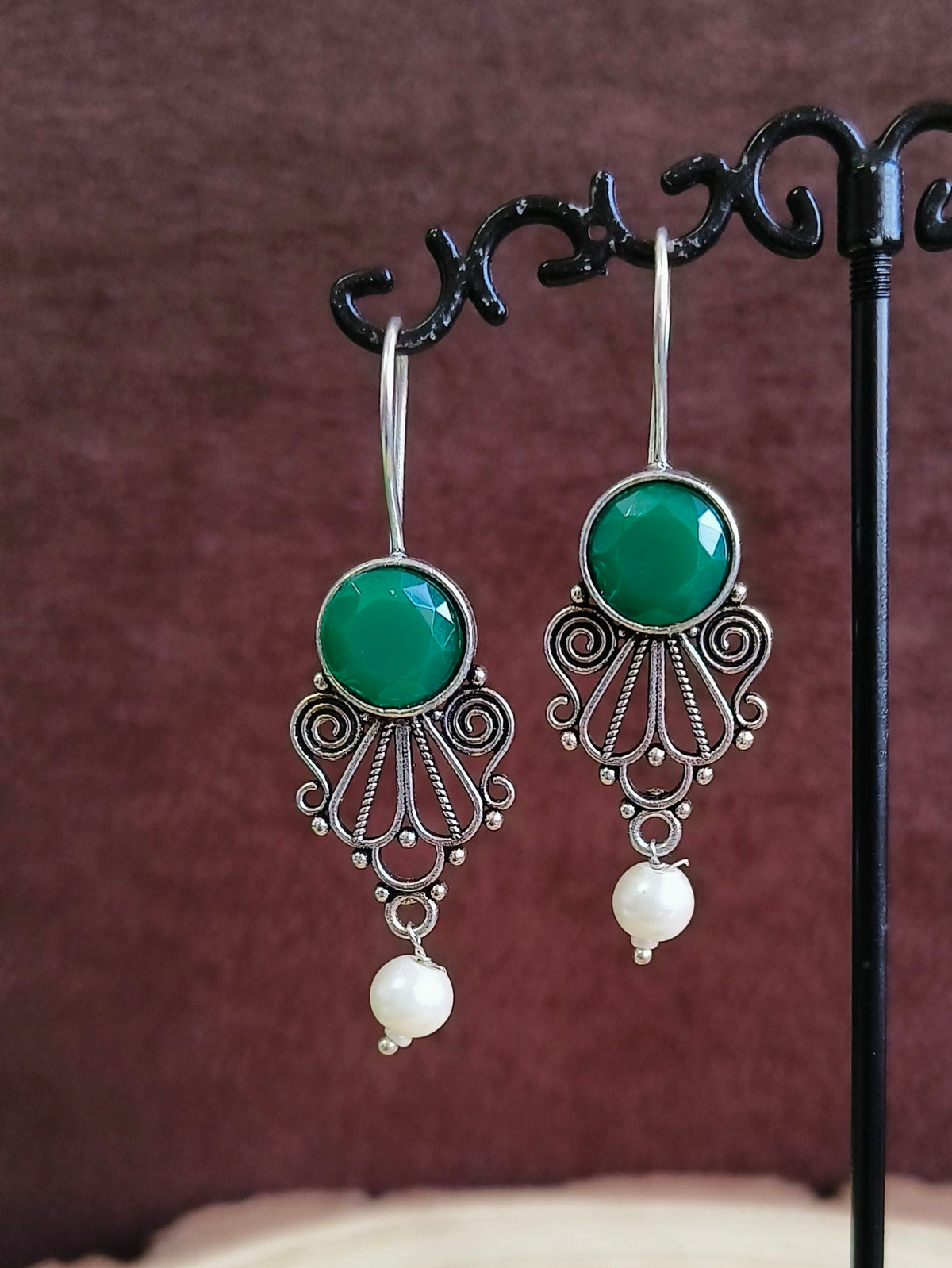 Stone Studded Hook Earrings | Dynamic Jewelove