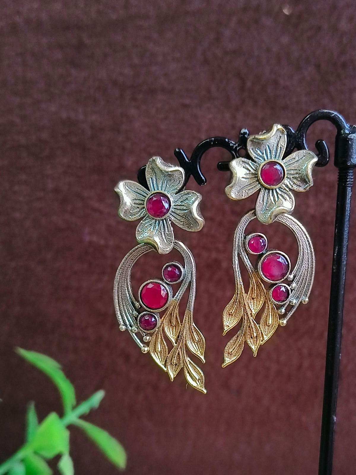 Antique Glow Oxidised Dangler Earrings | Dynamic Jewelove