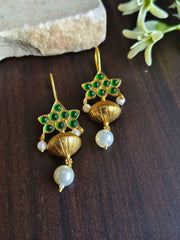 Kalash Style Gold Plated Hook Earring with White Pearl | Dynamic Jewelove